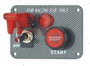 点火スイッチのパネル、赤を競争させるカーボン繊維はエンジンの起動ボタンを照らしました